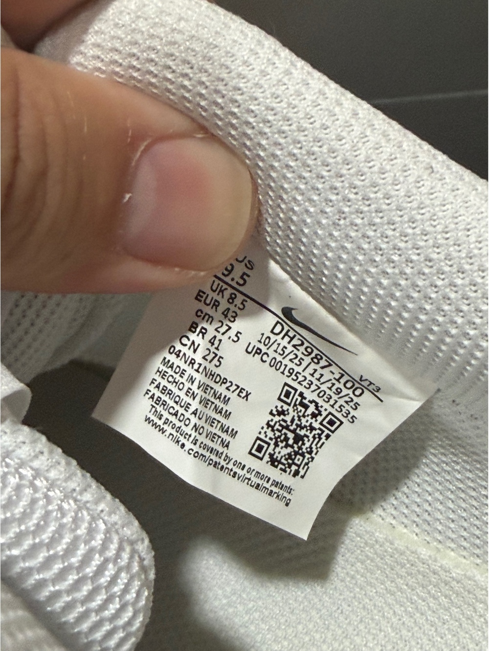 Size 9.5 - Nike Court Vision Low Next Nature “Triple White” - Picture 6 of 6